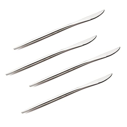 Snplowum 4 Piece Silver 304 Dinner Knives, 18/10 Stainless Steel Sharp Knives Set, Serrated Silverware Set of 4, Easy To Cut, 8.66 inch 2.12oz