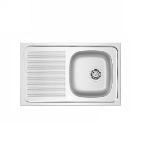 LAVELLO APPOGGIO IN ACCIAIO MOD. LA02 CM 80x50 cm. 80 gocciolatoio sx