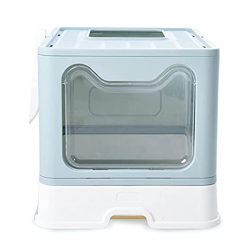 Bounabay Katzentoilette, Faltbare Katzentoilette Mit Deckel, Deckel, Spritzschutz Für Katzen Easy Clean No Smell Pet Jumbo Katzentoilette (Blue) Cover