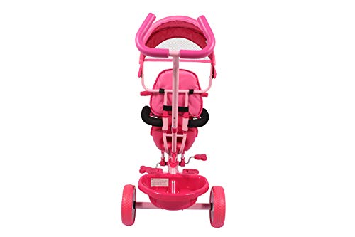 RICCO Kinderbuggy mit Pedal-Dreirad und Oxford-Tuch (KARIKATUR ROSA) – Bild 4
