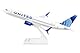 Daron Boeing 737-800 United Airlines New Livery Scale 1/130, Kunststoff, Blau-weiß (Blue-White), Flugzeugmodell, Sculptur, Modellflugzeug
