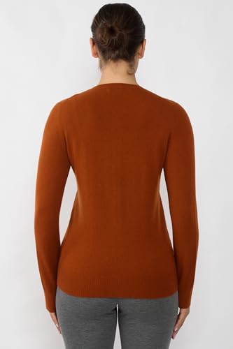 Image of JENNIE LIU Women's 100% Cashmere Button Front Long Sleeve Crewneck Cardigan Sweater