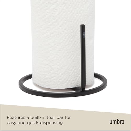 Foto von Umbra Squire Freistehender Küchenrollenhalter – moderner Papierhandtuchhalter für Küche & Bad, Metall mit Gusseisen-Optik, Schwarz