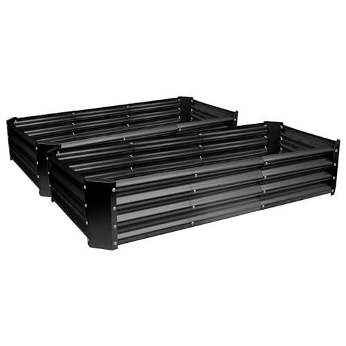 Harbour Housewares Raised Garden Bed - Anthracite - 180 x 90cm - Rectangle - Pack of 2 - Bottomless Galvanised Steel Planter Box for Growing Outdoor Plants, Vegetables, Flowers and Herbs