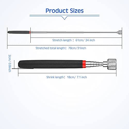 2 Pieces Telescoping Led Lighted Flexible Inspection Mirror 15 Lb Magnetic Pick-Up Tool Handle Telescoping Magnet Pickup Tools For Fathers Day, Everyday Carry, Valentines Day #TOP3