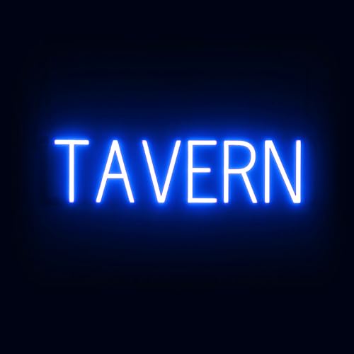Image of SpellBrite LED Neon TAVERN Sign for Business - Blue, 25 inch x 6 inch | Ultra-Bright Click-Together Signage for Bars & Restaurants, with Visibility from 500 ft - 8 Animations, 6 Brightness Levels