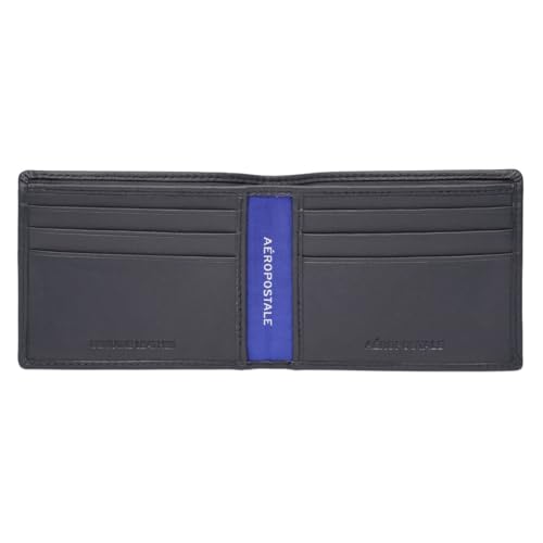 Image of Aeropostale Men's SLIMFOLD Wallet Malibu - Navy | Debossed Buff Leather | Ultra-Slim Profile | Ideal for Gifting
