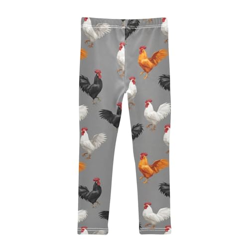 J JOYSAY Colorful Rooster Gray Girls Leggings Soft Comfortable Stretchy Kids Toddler Leggings Size 4-10T2