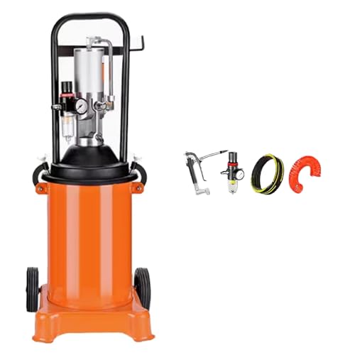 Bomba de grasa portátil con ruedas, bomba de grasa neumática de gran capacidad 0,85 l/min, relación de presión 50:1, incluye pistola de grasa de aluminio, adecuada para equipos grandes (12 L)