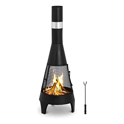 Uniprodo Steel Chiminea Chimney Fire Pit Garden Chiminea Patio Heating 120cm 360° View UNI_G_CHIMNEY_08 (Height 120cm, Fuels: Wood, Coal, Charcoal) Cover