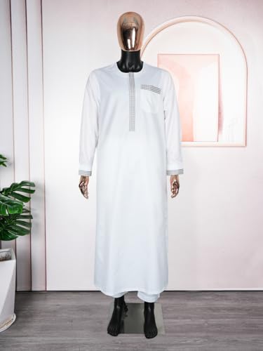 HD African Clothing Long Kaftan Clothes Sets Embroidery Dashiki Outfit for Man2