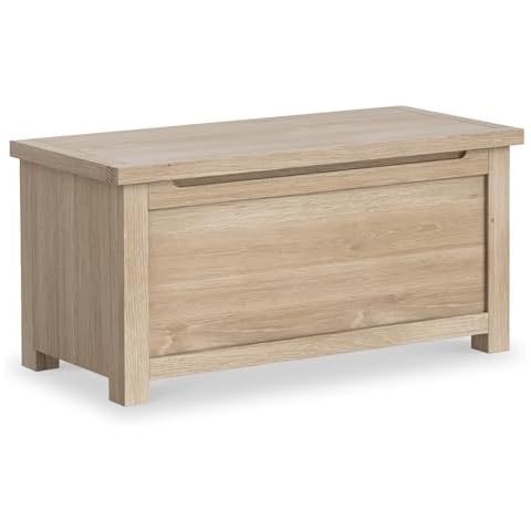 RoselandFurniture Farrow Oak Blanket Box Ottoman Cover