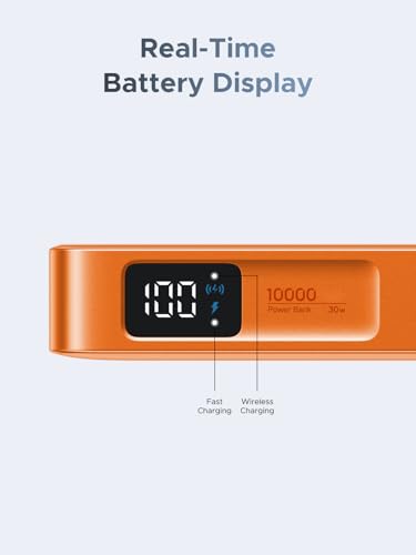 Image of UGREEN MagFlow 10,000mAh Power Bank, Qi2 25W Certified Wireless Charging, Magnetic Portable Charger for MagSafe with Built-in Cable, 30W USB-C Battery Pack for iPhone 17 Pro Max /16 /15 /14 /13 /12, Orange