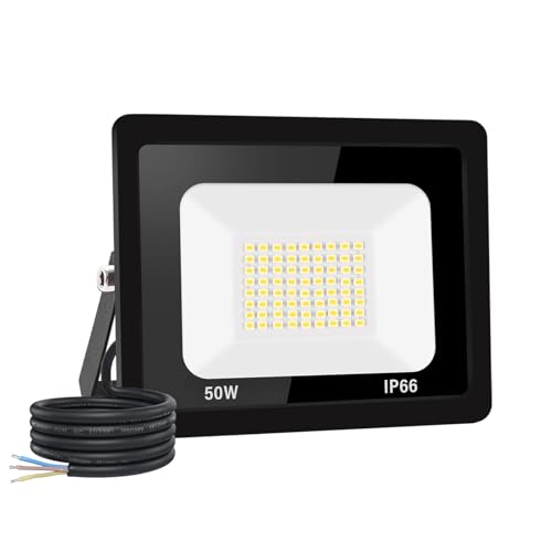Jefedana Led Strahler Außen 50W Superhell Außenstrahler, 3000K Warmweiß IP66 Wasserdicht LED Fluter 5000LM für Garten, Innenhöfe, Garage, Hotel, Sportplatz Jefedana Led Strahler Außen 50W Superhell Außenstrahler, 3000K Warmweiß IP66 Wasserdicht LED Fluter 5000LM für Garten, Innenhöfe, Garage, Hotel, Sportplatz