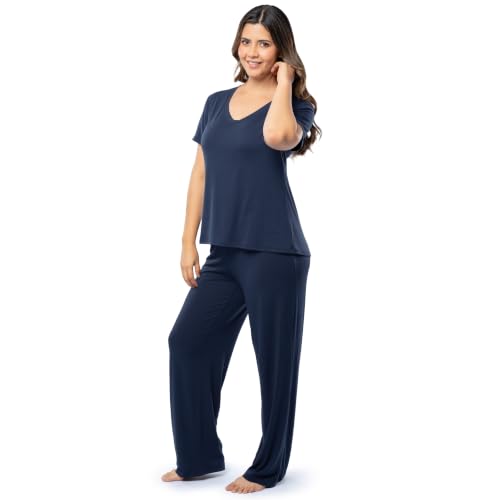 Image of Fruit of the Loom womens Short Sleeve Tee and Pant 2 Piece Sleep Set