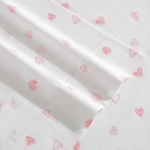 Image of Poppy & Fritz - Full Size Sheet Set, 100% Long-Staple Percale Cotton Bedding, Crisp & Cool, Deep Pockets, Bed Sheets with Matching Fitted Sheet & Pillowcases (Sweet Heart Pink)