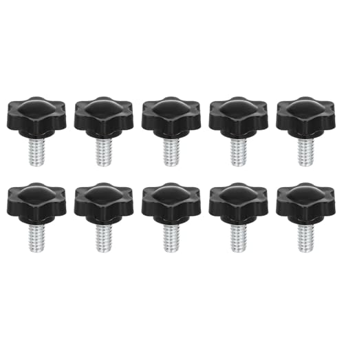 uxcell 10Pcs Clamping Screw Knob, 25mm Dia Plum Hex Shaped Grips Knob, Plum Hex Shaped Screws Handle 1/4