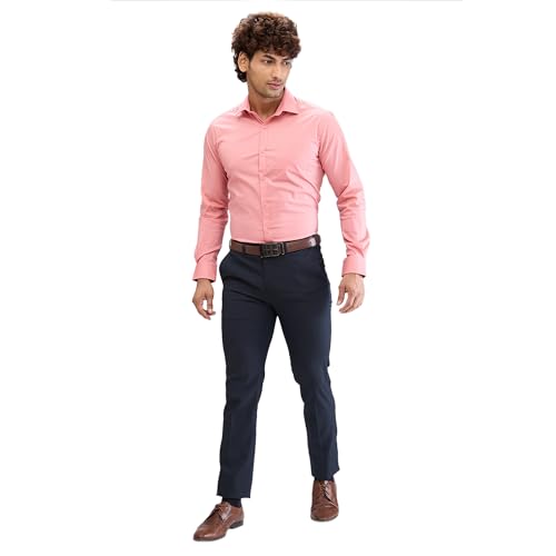 Image of Park Avenue Men's Solid Pattern Slim Fit Cotton Blend Full Sleeve Semi Cut Away Collar Formal Shirt