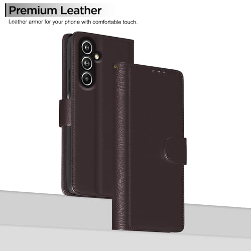 Image of Pikkme Samsung Galaxy F54 / M54 5G Flip Cover Leather Finish | Inside TPU with Card Pockets | Wallet Stand and Shock Proof | Complete Protection Flip Case (Coffee)