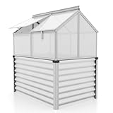 Vitavia Hochfrühbeet “Paris“ | Hochbeet & Frühbeet in Einem | Aluminium Eloxiert | 4 mm Hohlkammerplatten | Wetterfest, Verstellbare Dachfenster & Abnehmbarer Aufsatz | Optimale Wachstumsbedingungen