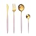OUQIWEN Set di posate,8 pezzi set di posate in acciaio inossidabile rosa e oro,set di posate in oro rosa,Compreso forchetta / cucchiaio / coltello / cucchiaino,Per 2 persone (Oro rosa)