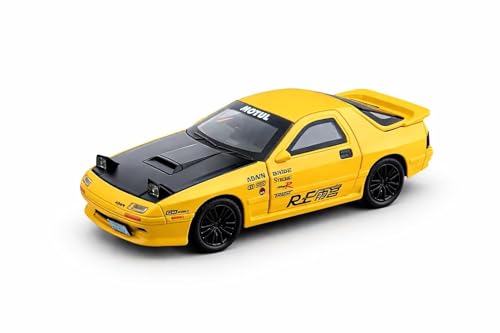 Image of WORSHIPER 1:32 Scale Mazda RX-7 Diecast Model Car with Sound & Light, Alloy Pull Back Toy Car, Openable Doors, Collectible Mini Car Gift for Kids Boys Girls (1:32 Mazda RX-7[Yellow])