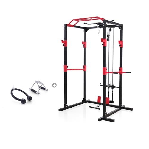 Leiv Power Rack Fitnessstation (inkl. Rudergriff & Trizeps-Seil),...