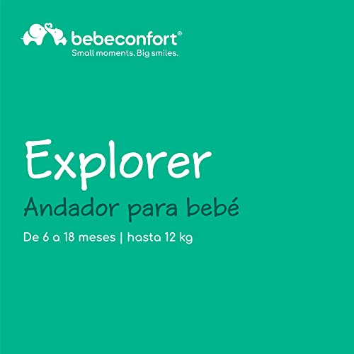 Miniatura 2 de Bebeconfort Explorer, Andador bebé, Primeros pasos, 3 alturas regulables, Centro de actividades con 12 melodías, Asiento acolchado, Base antivuelco, Para niños 6 meses – 12 kg, Grey Mist