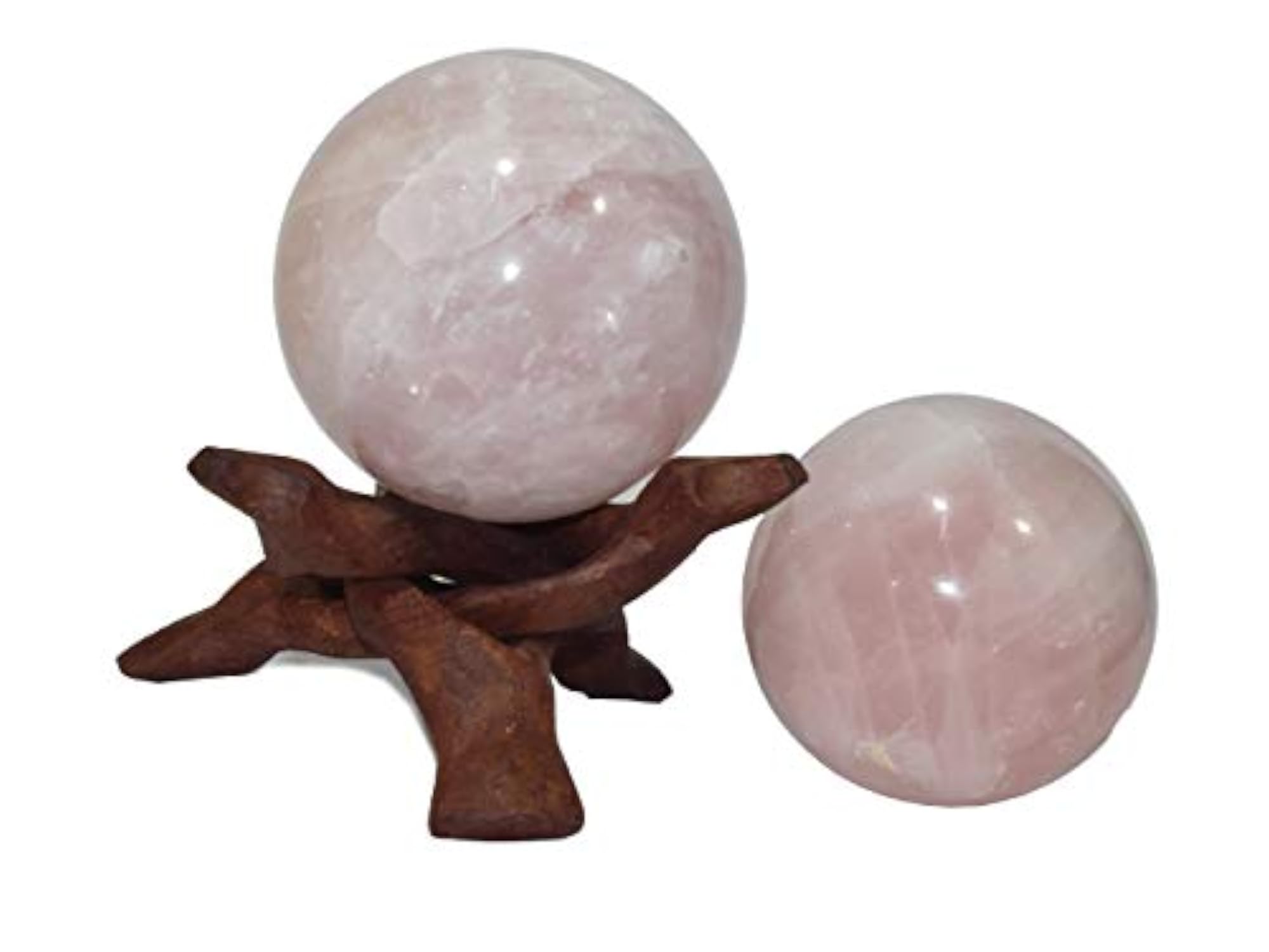 Rose Quartz Natural Healing Crystal Ball with Stand, Size 1.5-2 Inch