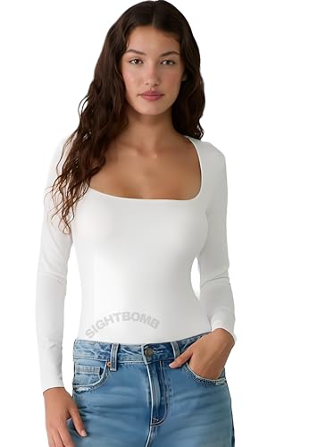 Image of SIGHTBOMB Trapezium Narrow Back Square Neck Microfiber Feather Touch Long Sleeve Cuddle Soft TOP for Women