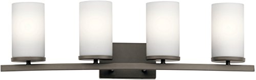 Image of Kichler Crosby 31 inch 4 Light Vanity Light Satin Etched Cased Opal Olde Bronze