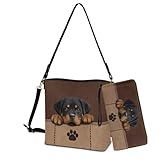 Lotusorchid Women’s Handbag and Wallet Sets, Rottweiler Print Shoulder Bag Bucket Purse with Zipper, PU Leather Crossbody Bag Wallet Purse Set for Daily Use
