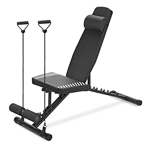 IDEER LIFE Adjustable Weight Bench with Ultra-Large Seat 880lbs Capacity Foldable Workout Bench for Home Gym Strength Training Dumbbells Bench w/Pillow/Resistance Bands Multi-Position Exercise Bench