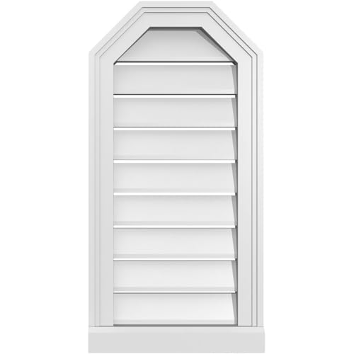 Ekena Millwork GVPOT14X2803SF Octagonal Top Surface Mount PVC Gable Vent, Factory Primed White