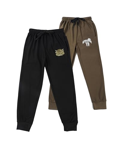 Image of Sayama Pack of 2 Cotton Blend Gripper Stylish Kids Lower and Regular Fit Trackpants Plain Lounge Pants for Boys and Girls