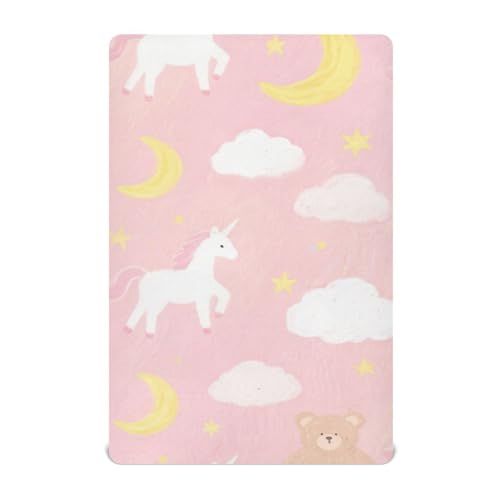 Etherspher Einhorn Rosa Kinderbett Spannbetttuch 132x71cm