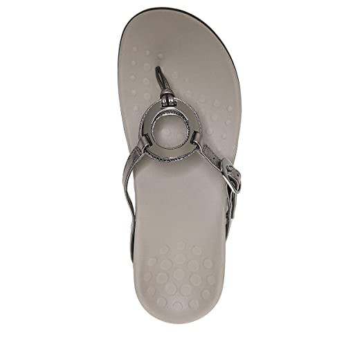 Vionic Women's Rest Karina Backstrap Sandal- Supportive Ladies Slip On Sandals That Include Three-Zone Comfort With Orthotic Insole Arch Support, Medium And Wide Fit Pewter Metal 9 Medium Us #TOP2