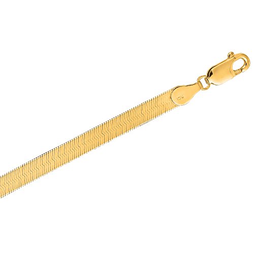 Ritastephens 14K Yellow Gold Shiny Herringbone Chain Necklace 3 Mm (18 Inches) #TOP1