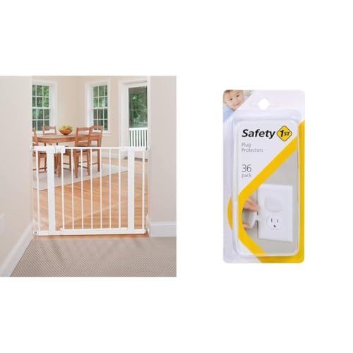 Safety 1st Easy Install 28" High Walk Thru Gate, Fits Between 29" and 38" & Plug Protectors, 36 Count