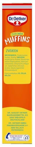 Dr. Oetker Zitronen Muffins, 415 g, Backmischung für Rührteig Zitrone, zum Zubereiten von 12 Muffins mit Glasur, inkl. Papierbackförmchen