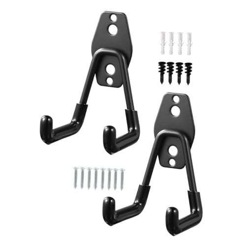 FONDOTIN 2個 ヘビーデューティー耐荷重ガレージフック 壁取付用滑り止めコーティング 属製 工具はしご自転車収納用