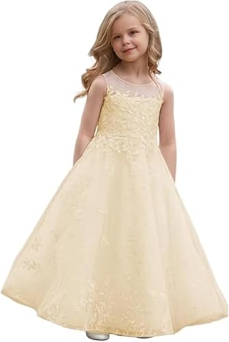 Elegant Tulle First Communion Dress Lace Appliques Flower Girl Dresses for Wedding Girls Pageant Formal Ball Gown