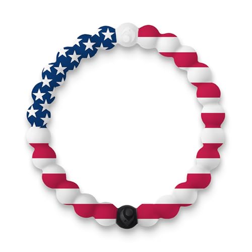 Lokai Silicone Beaded Bracelet for Women & Men (American Flag Small) - Stylish & Colorful Bead Bracelet Fashion Jewelry - Ring Bangle Slide-On Style Over Wrist for Comfortable Fit