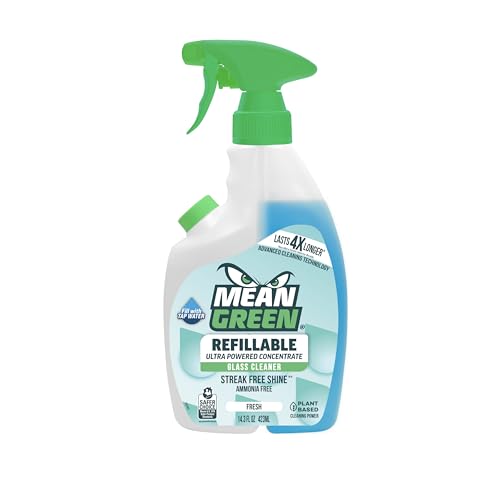 Mean Green Refillable Ultra Powered CONCENTRATE Glass Cleaner, Fresh, 14.3 Ounce