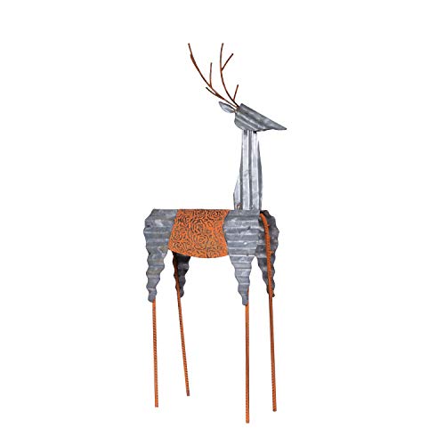 Alpine Corporation JUM324 Alpine Sheet Metal Reindeer, Outdoor Festive Decoration for Garden, Lawn, Yard Holiday dÃ©cor, Multi