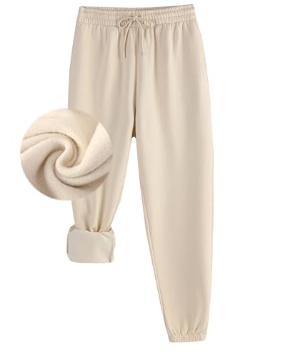 Image of Tronjori Womens High Waisted Pull on Baggy Fleece Lined Sweatpants Fall Winter Athletic Joggers Lounge Trousers Cinch Bottom