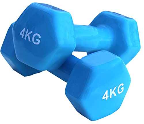 Lisaro Juego de 2 mancuernas de vinilo con superficie de vinilo, ideal para gimnasia aeróbica o pilates. Peso: 4 kg Cover