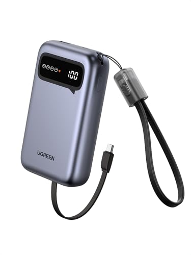 UGREEN Zapix 22.5W Batterie Externe 20000mAh Power Bank Charge Rapide Câble USB C Intégré PD 20W Chargeur Portable Emoji Affichage Compatible avec iPhone 17 16 15...