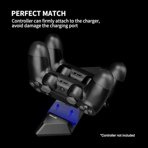 Image of NiTHO PS4 Controller Charger, PS4 Charging Dock Station Compatible with PS4 /PS4 Slim /PS4 Pro Controllers, Fast Dual Charging Station for Playstation 4 Controller - Black