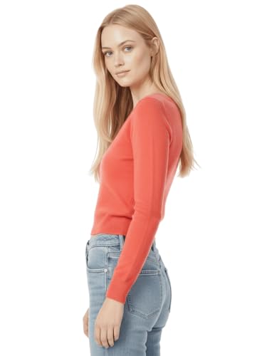 Image of Women's Crop Top Stretch Sweater - Long Sleeve Slim Bodycon Crewneck Casual Basic Solid Cropped Knit Pullover Top